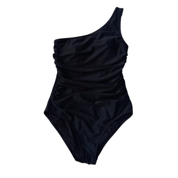 J. Crew Other - J Crew swimsuit black one shoulder ruched sz M NEW